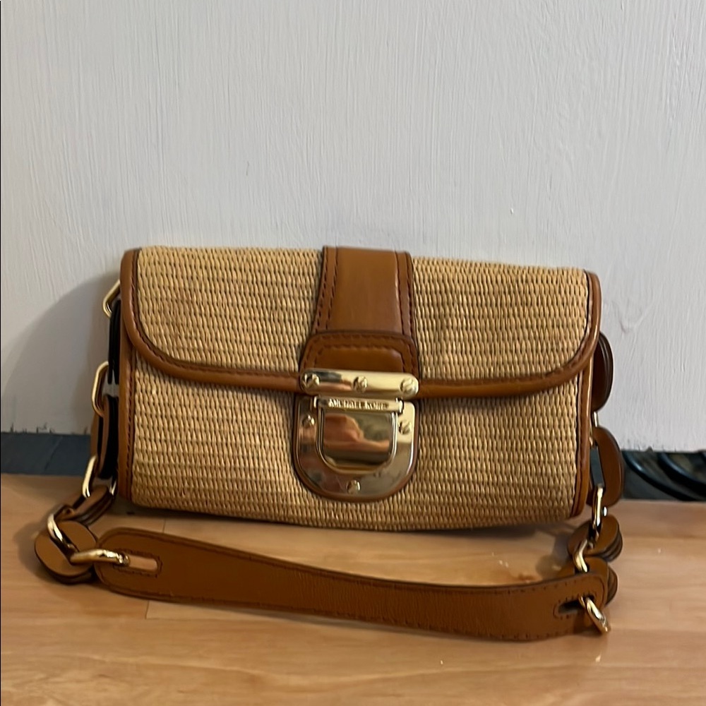 Michael Kors Tan and Brown Woven shoulder Bag